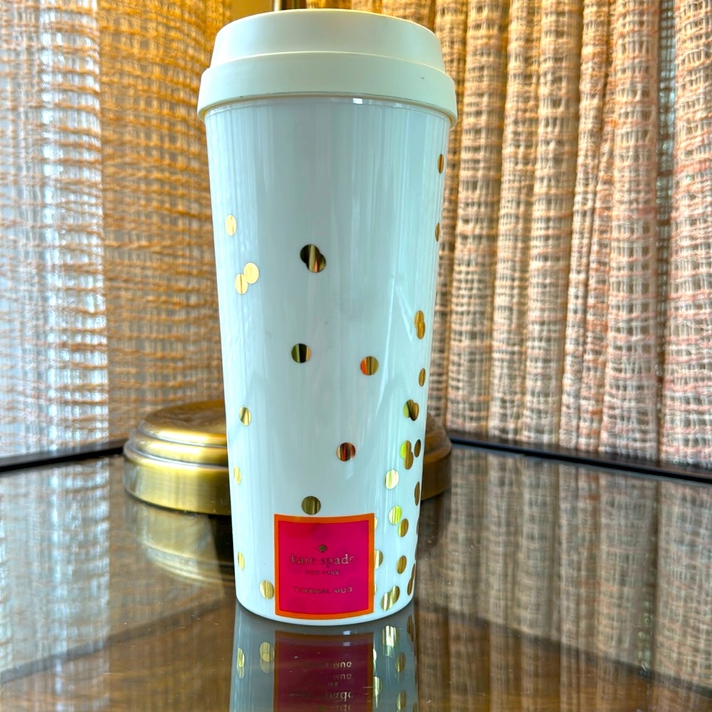 NWT Kate Spade ♠️ Gold Dots Thermal Mug